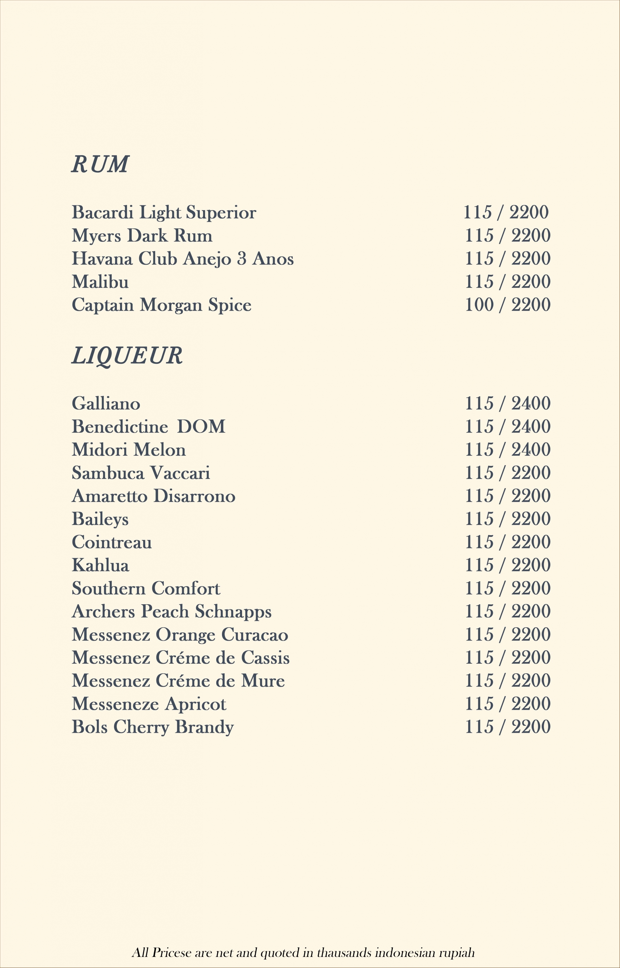 Daftar Minuman